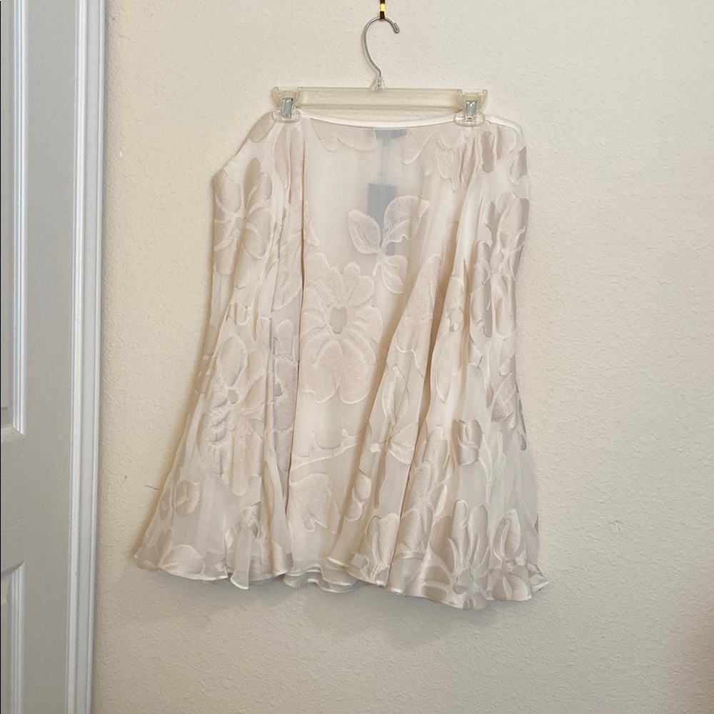 Lafayette 148 Elegant Cream Floral Skirt